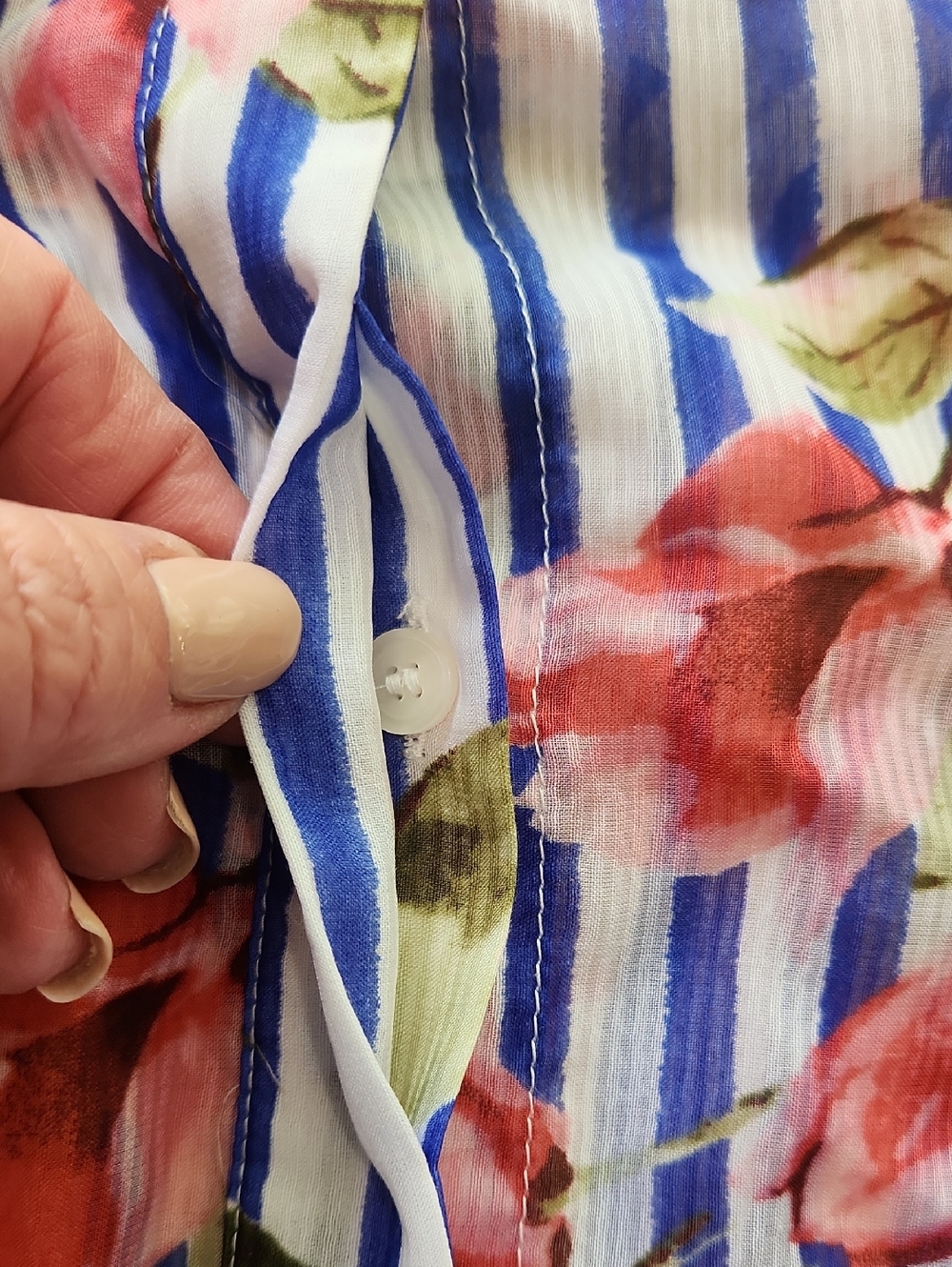 Talbots Striped Floral Long Sleeve Button Down Chiffon Blouse Size 2X - Picture 6 of 12